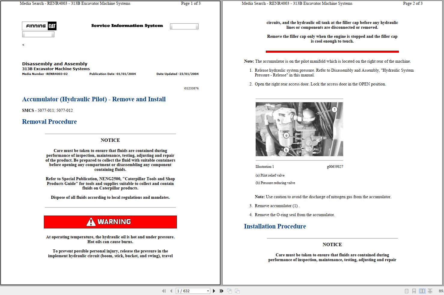 CAT Excavator 313B AEX Operation Service Manual and Schematics 1