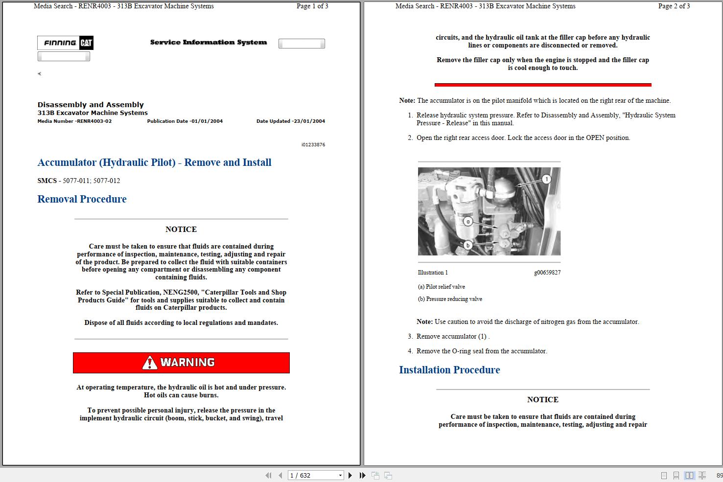 CAT Excavator 313B BAS Operation Service Manual and Schematics 1