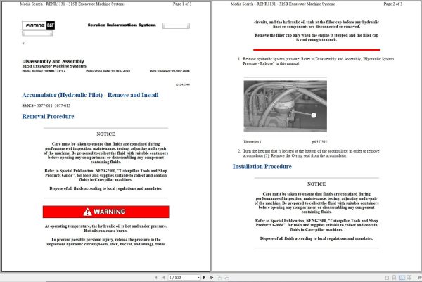 CAT Excavator 315B L 3AW Operation Service Manual and Schematics 1