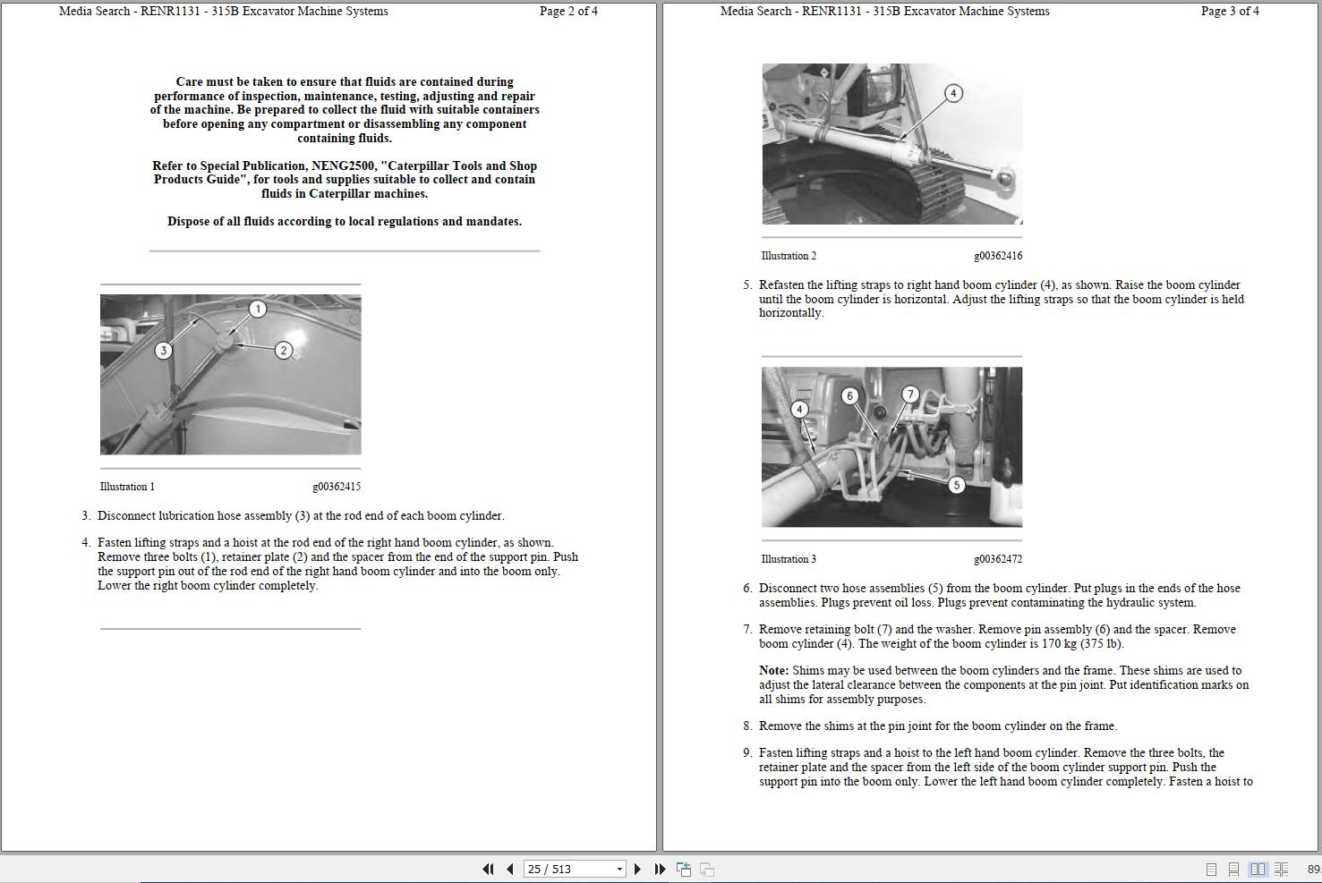 CAT Excavator 315B L 3AW Operation Service Manual and Schematics 2