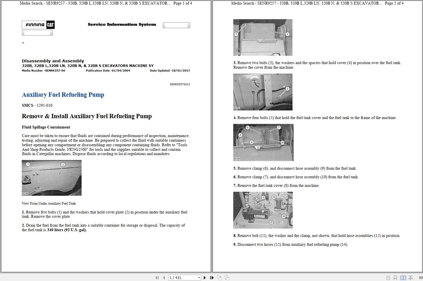 CAT Excavator 320B L 6CR Operation Service Manual and Schematics 1