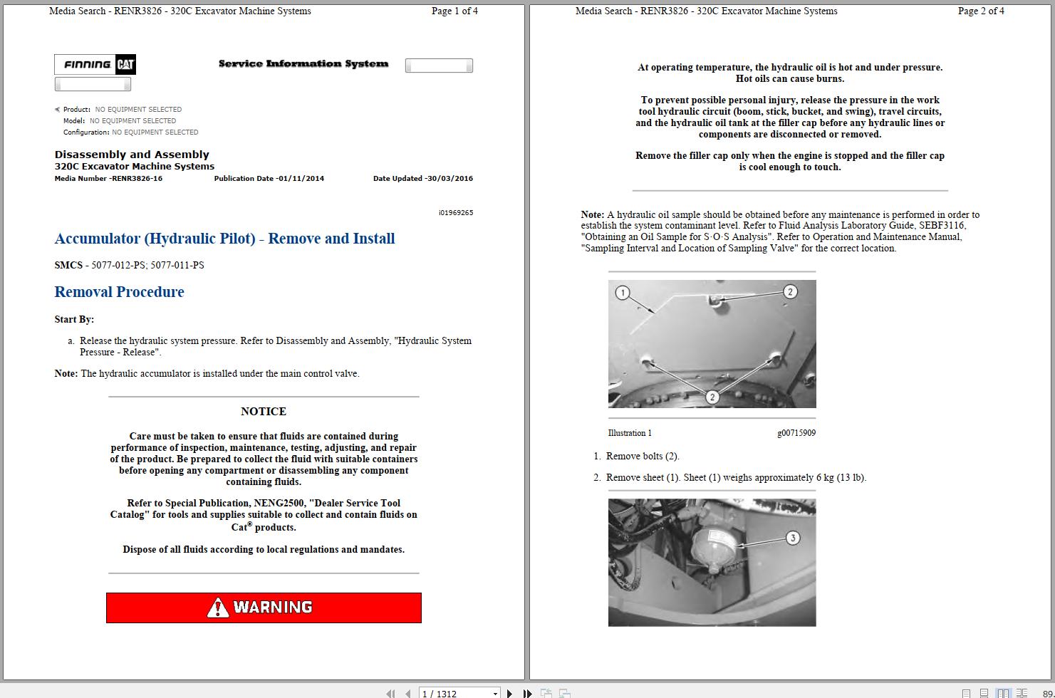 CAT Excavator 320C PAB Operation Service Manual and Schematics 1