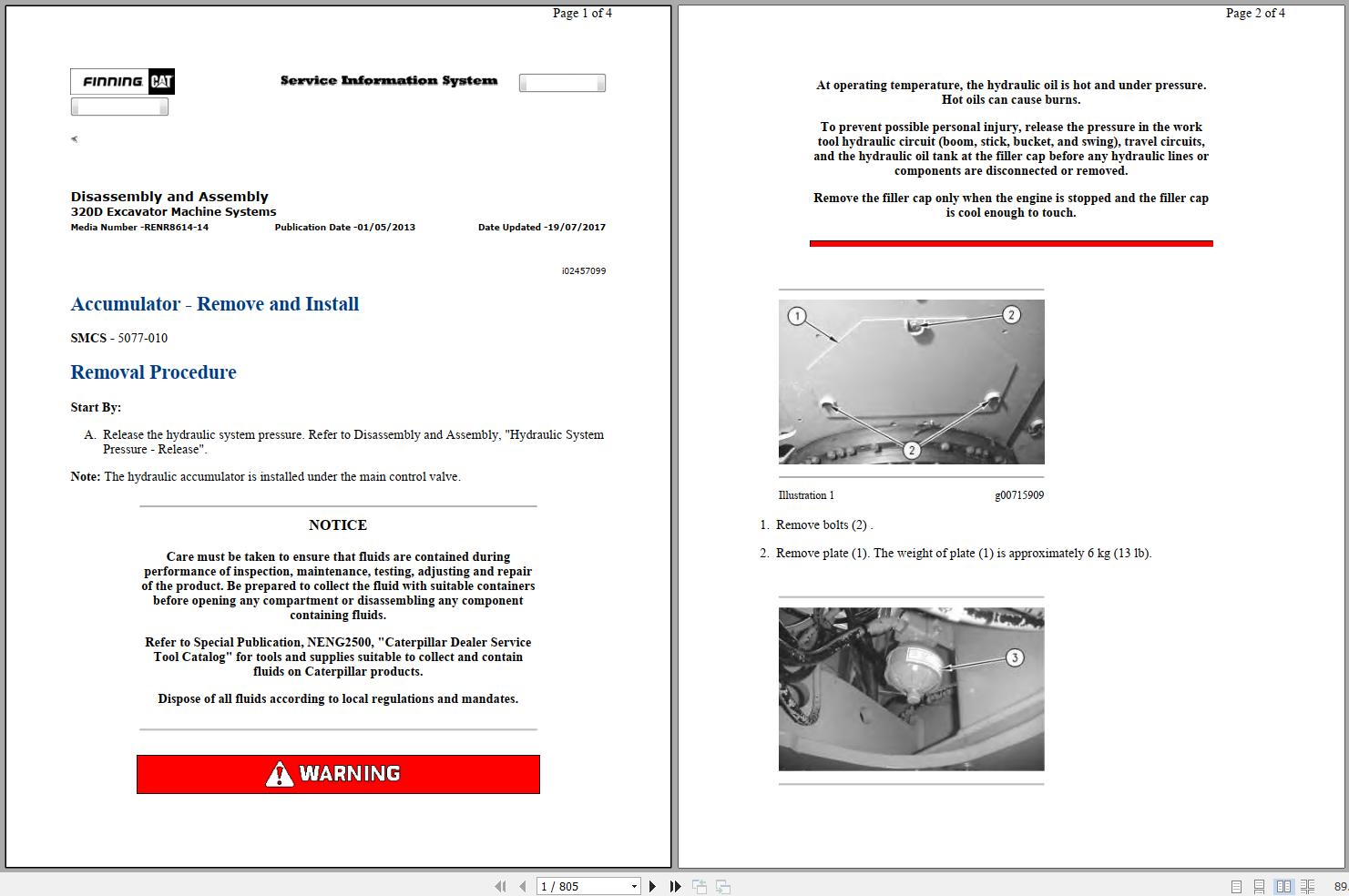CAT Excavator 320D L KGF Operation Service Manual and Schematics 1