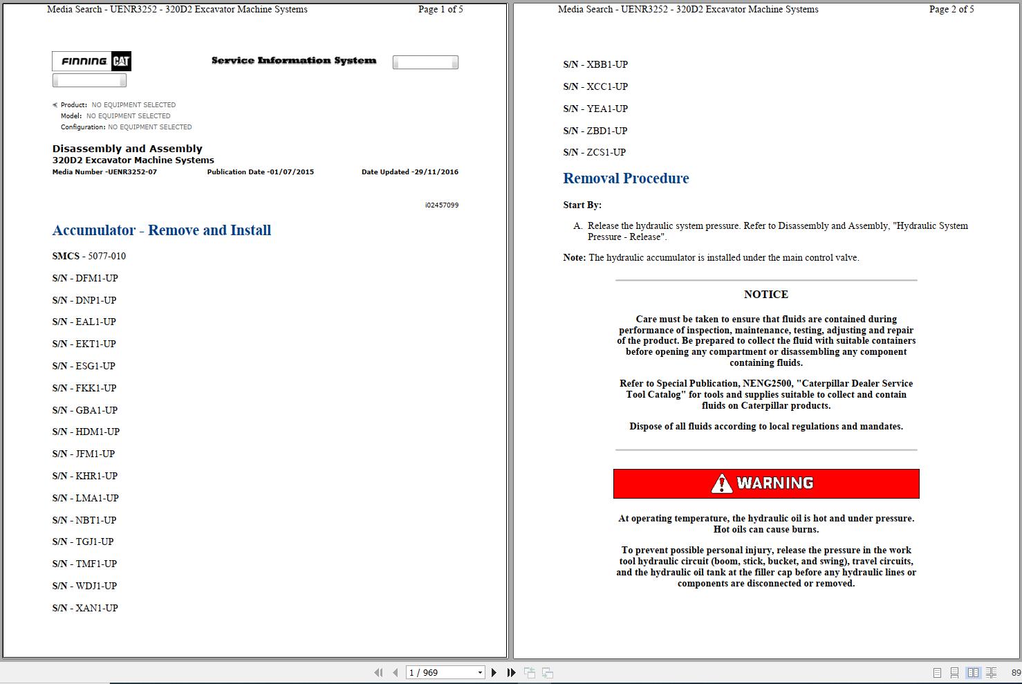 CAT Excavator 320D2 L KHR Operation Service Manual and Schematics 1