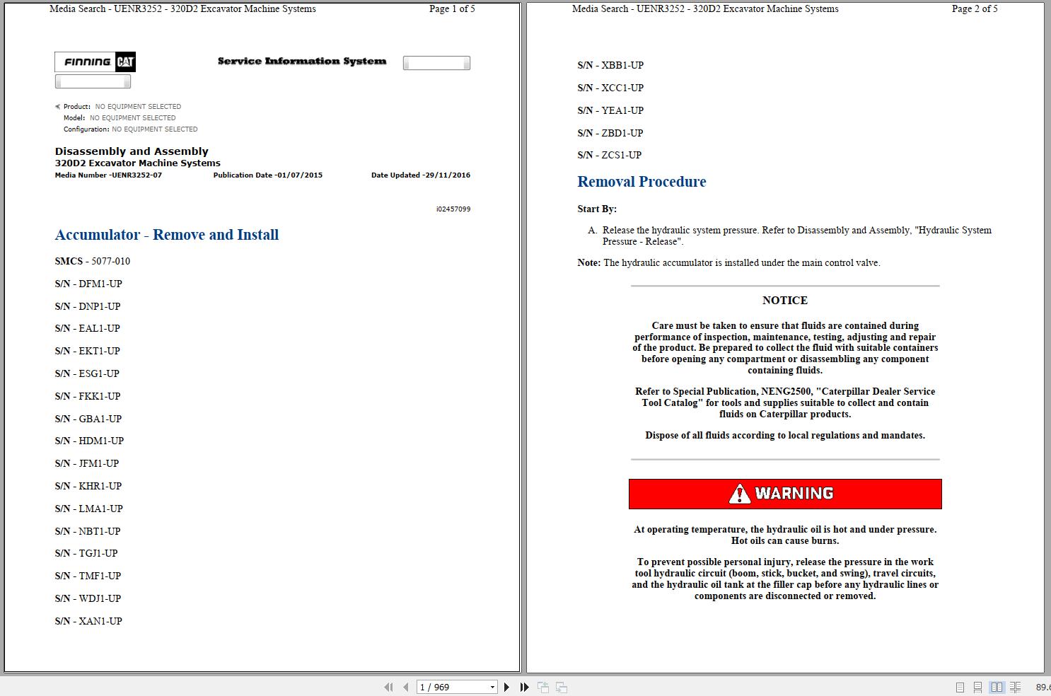 CAT Excavator 320D2 L ZCS Operation Service Manual and Schematics 1