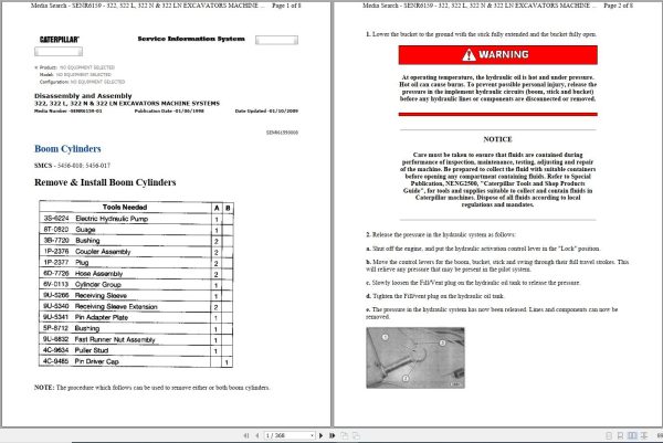 CAT Excavator 322 FM L 9RL Operation Service Manual and Schematics 1