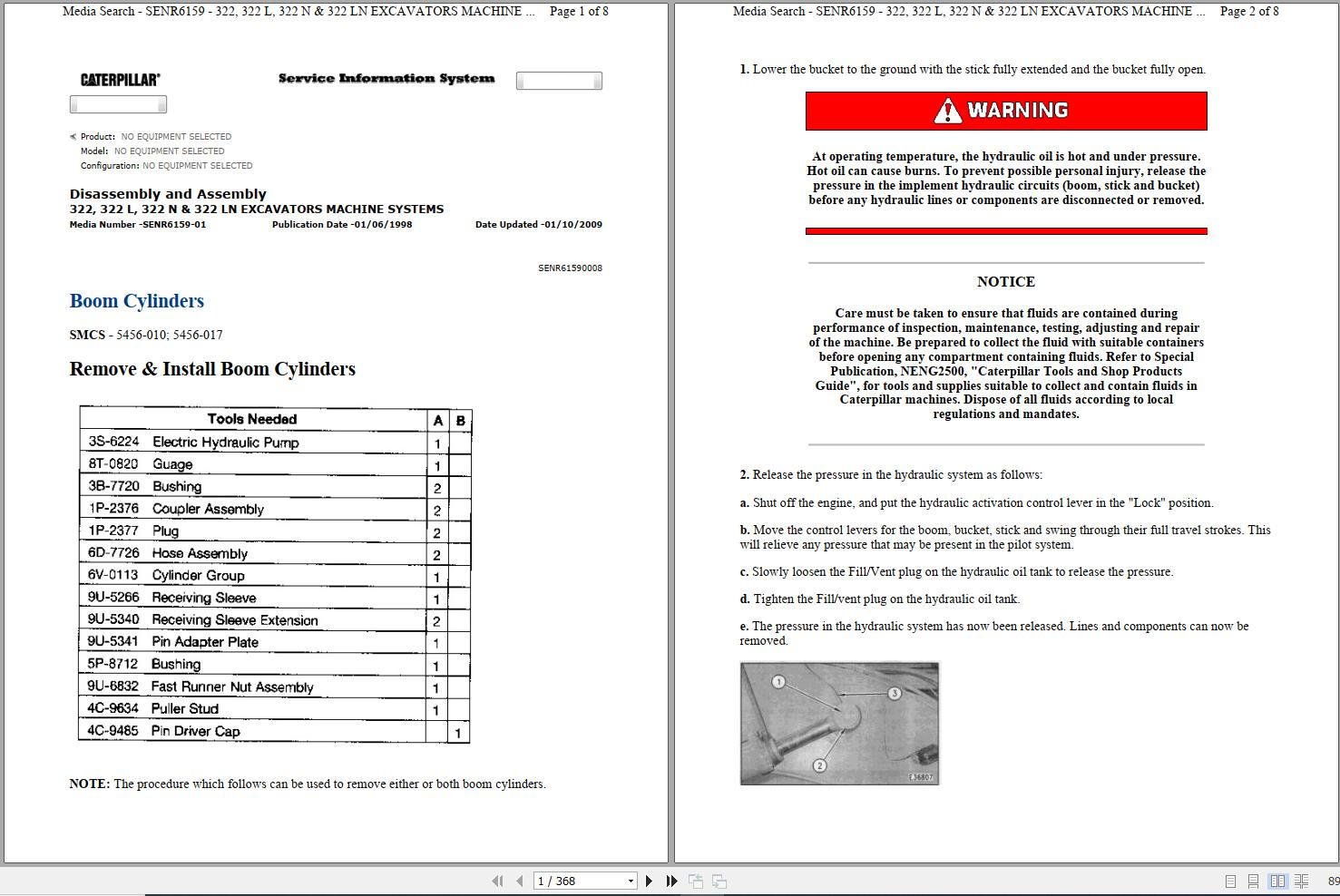 CAT Excavator 322 FM L 9RL Operation Service Manual and Schematics 1