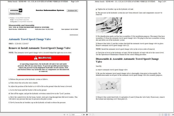CAT Excavator 325 8JG Operation Service Manual and Schematics 1