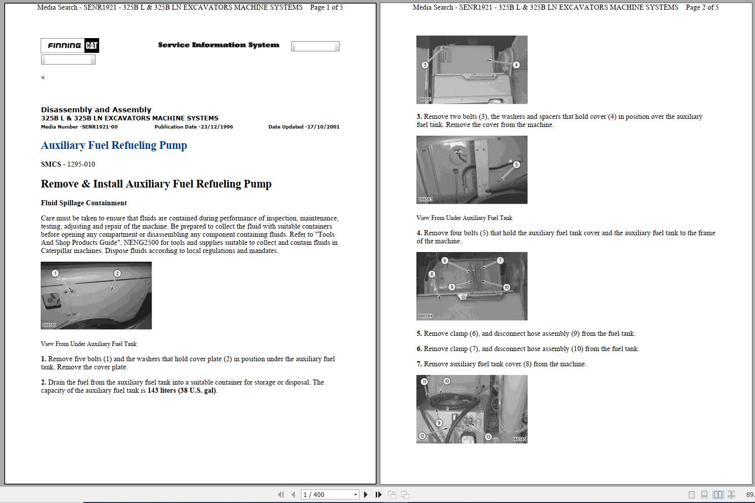 CAT Excavator 325B BL Operation Service Manual and Schematics 1