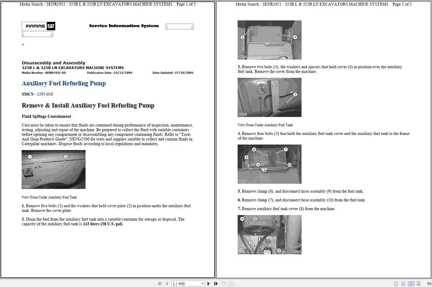 CAT Excavator 325B L 4DS Operation Service Manual and Schematics 1