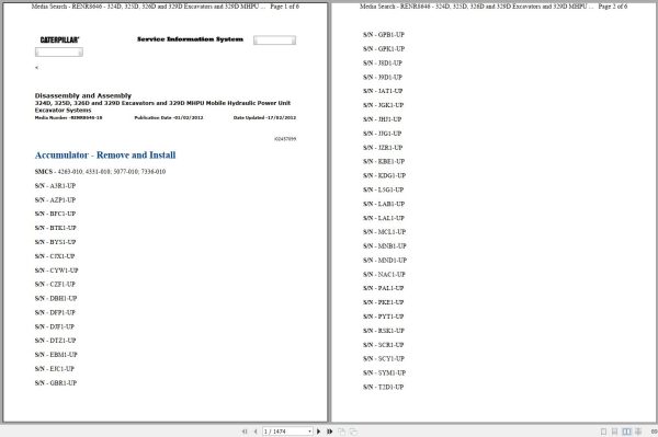 CAT Excavator 325D L PEH Operation Service Manual and Schematics 1