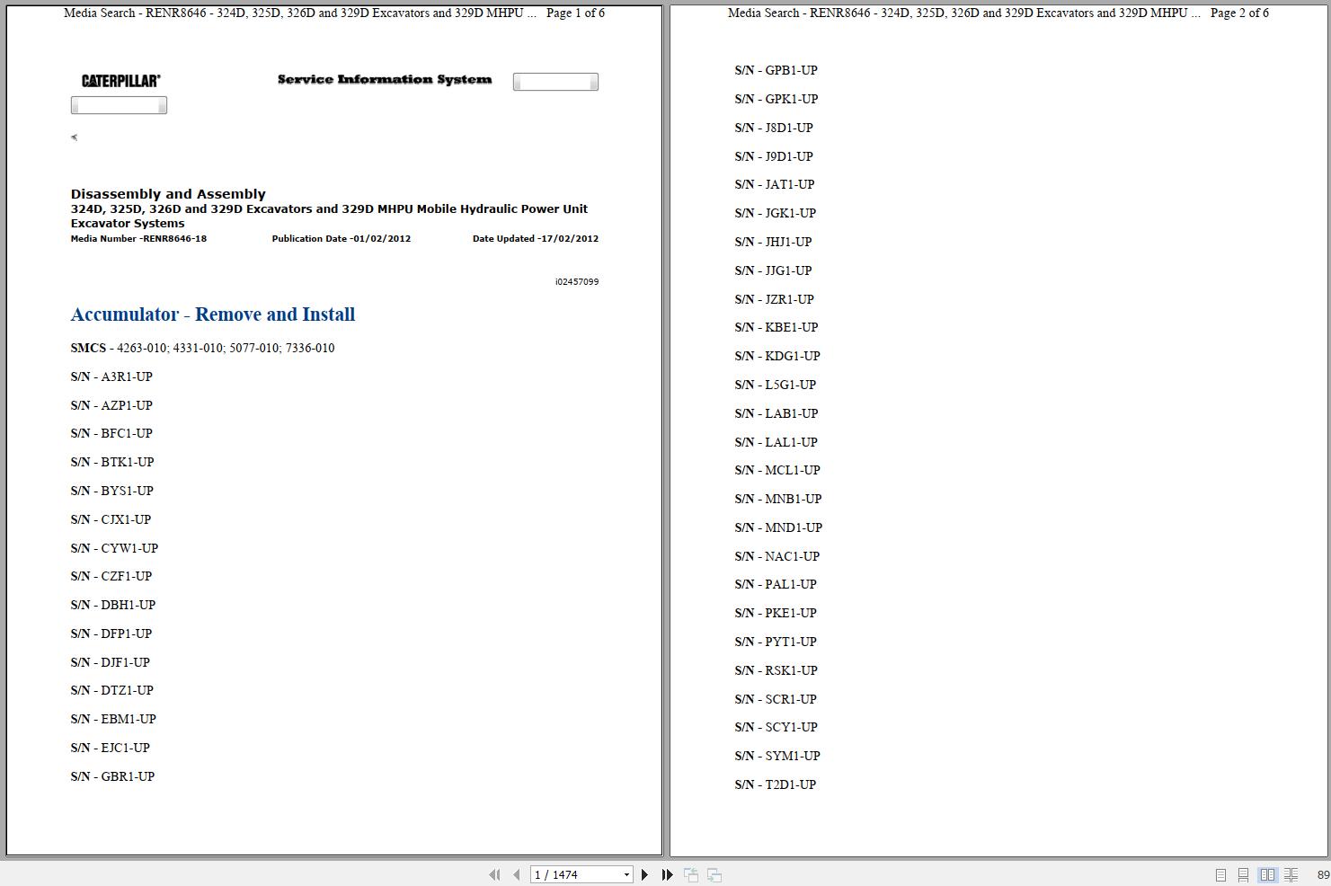 CAT Excavator 325D L PEH Operation Service Manual and Schematics 1