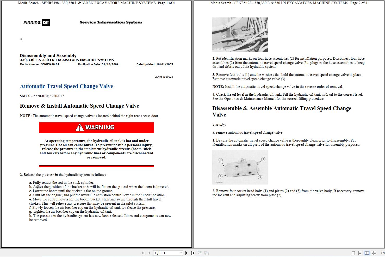 CAT Excavator 330L 5YM Operation Service Manual and Schematics 1
