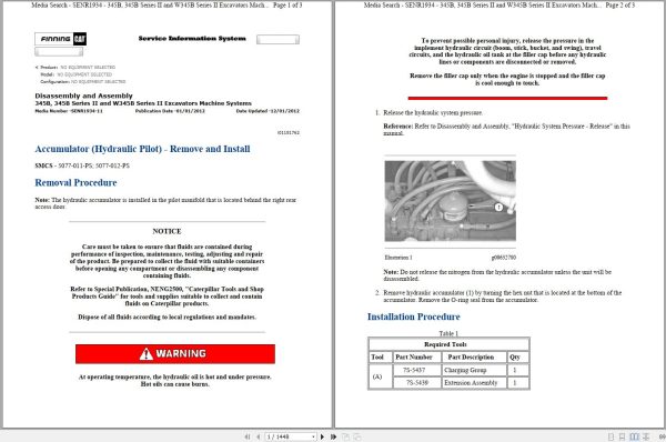 CAT Excavator 345B L 4SS Operation Service Manual and Schematics 1