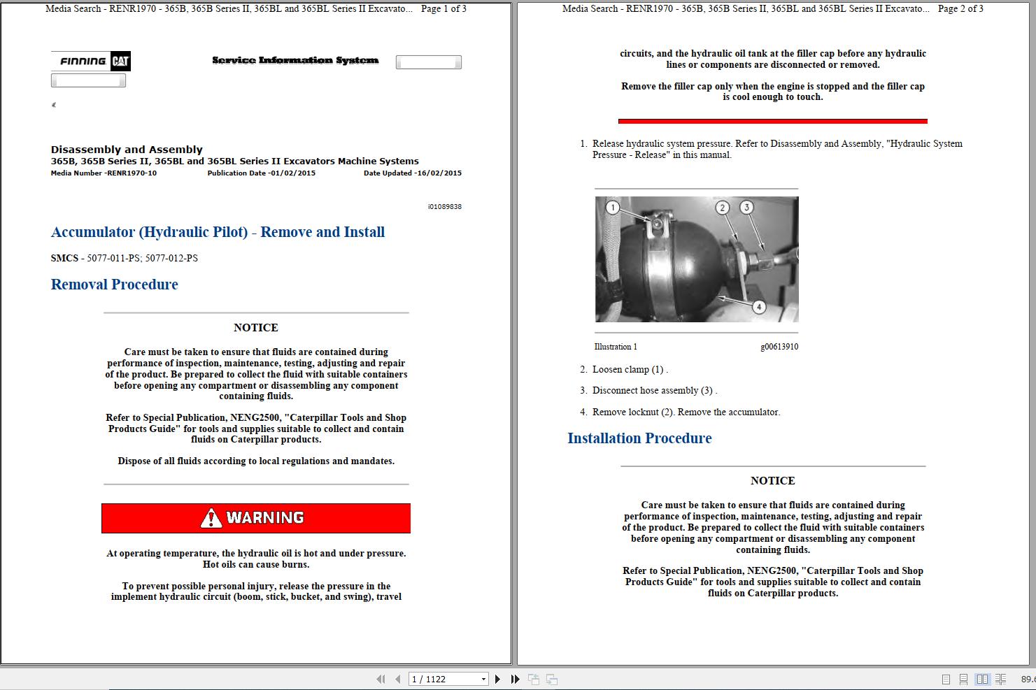 CAT Excavator 365B II JMB Operation Service Manual and Schematics 1