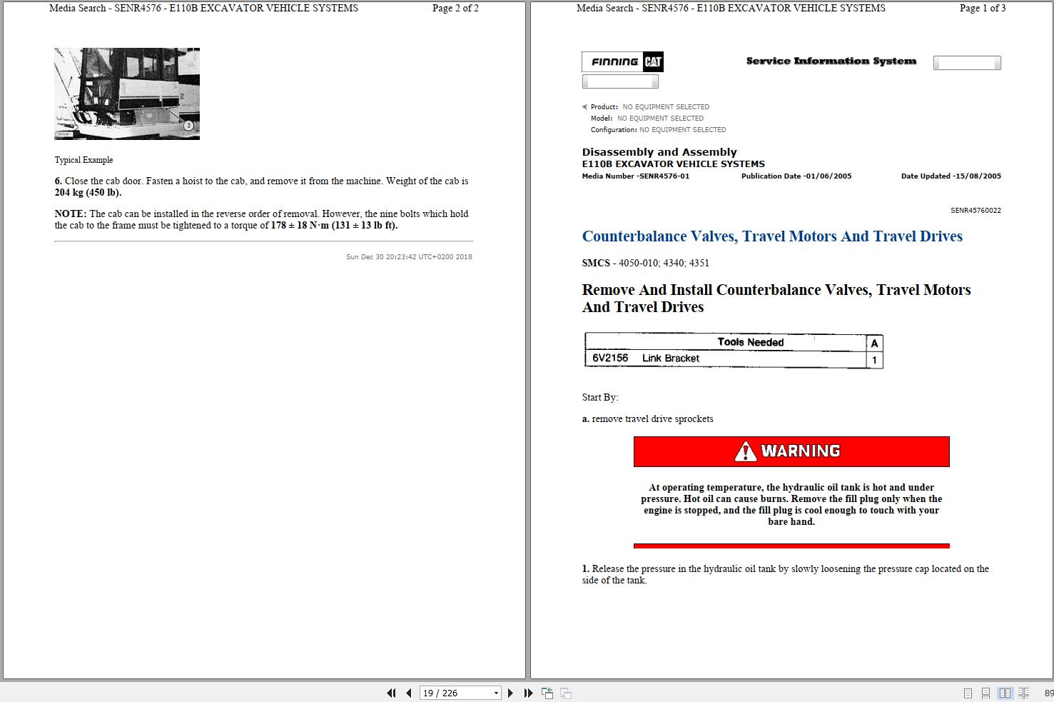 CAT Excavator E110B 8MF Operation Service Manual and Schematics 1
