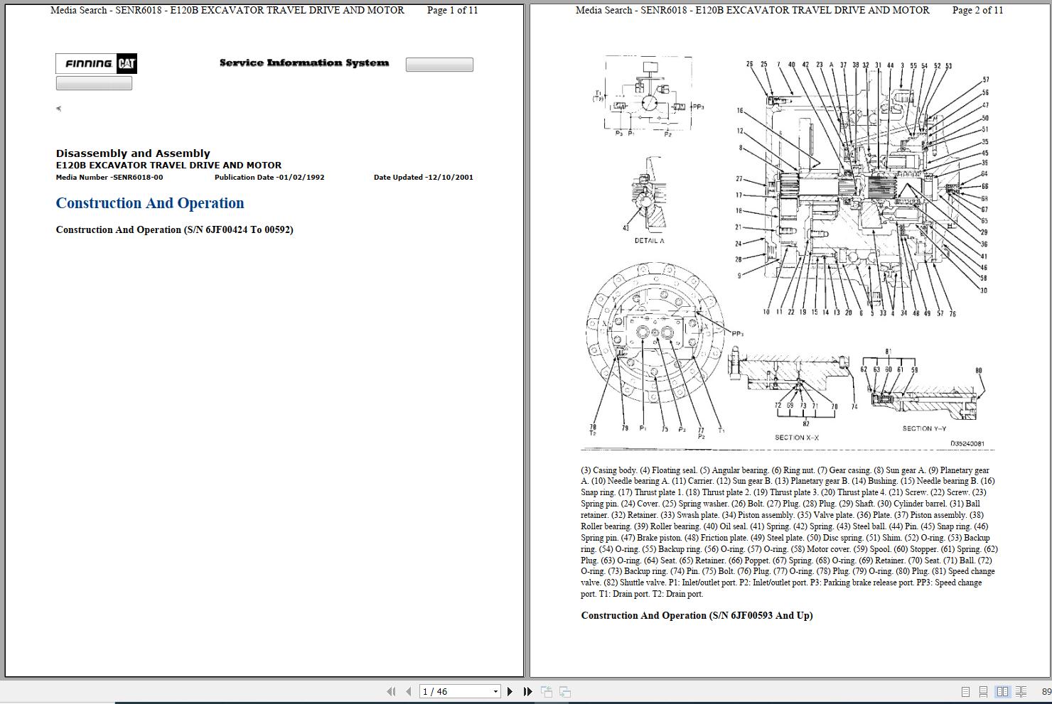 CAT Excavator E120B 4XK 6JF 7NF Operation Service Manual and Schematics 1