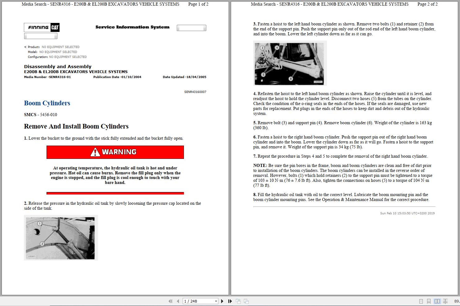 CAT Excavator E200B 6KF Operation Service Manual and Schematics 1