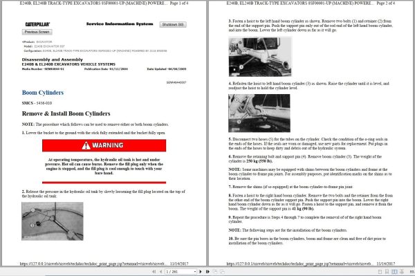CAT Excavator E240B 8SF Operation Service Manual and Schematics 1