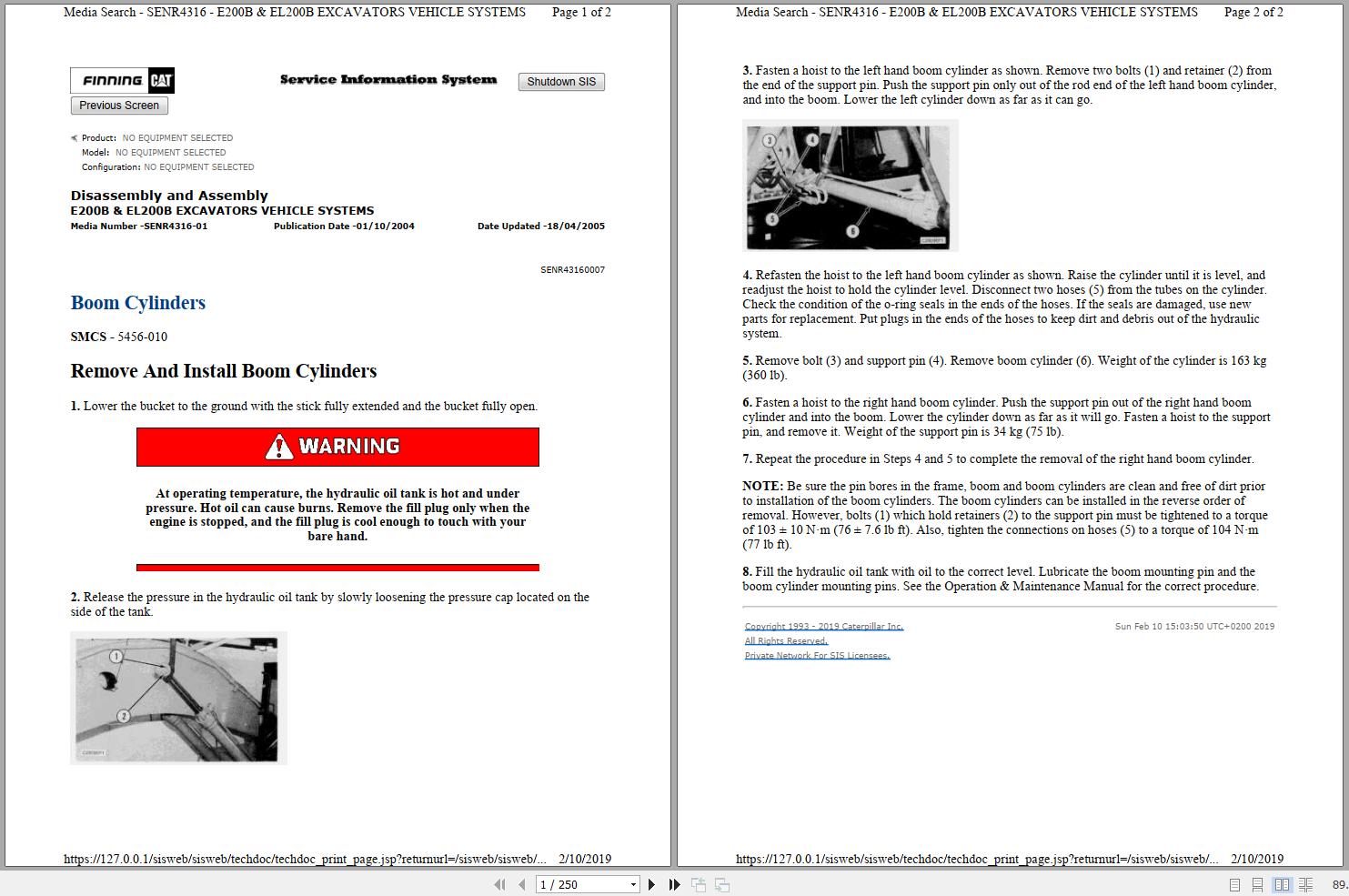 CAT Excavator EL200B 5EG Operation Service Manual and Schematics 1