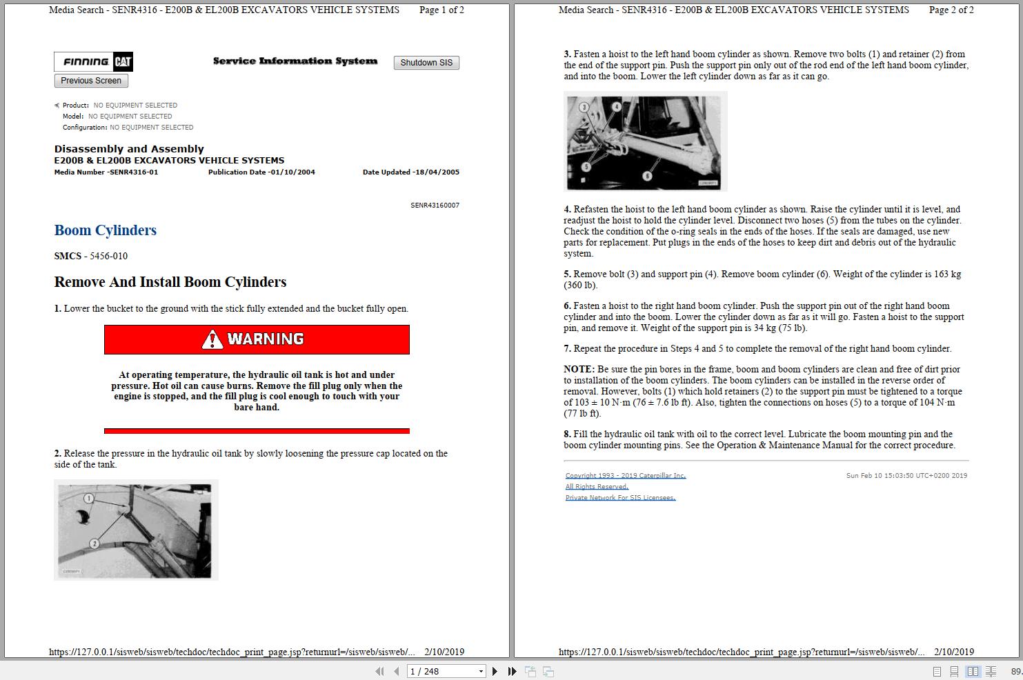 CAT Excavator EL200B 7DF Operation Service Manual and Schematics 1