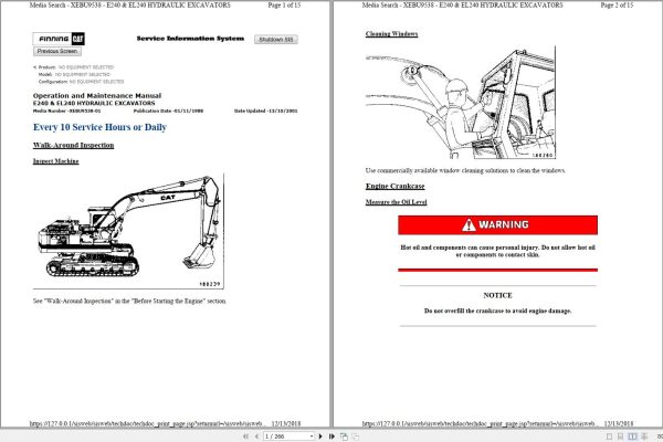 CAT Excavator EL240 4JF Operation Maintenance and Service Manual 3