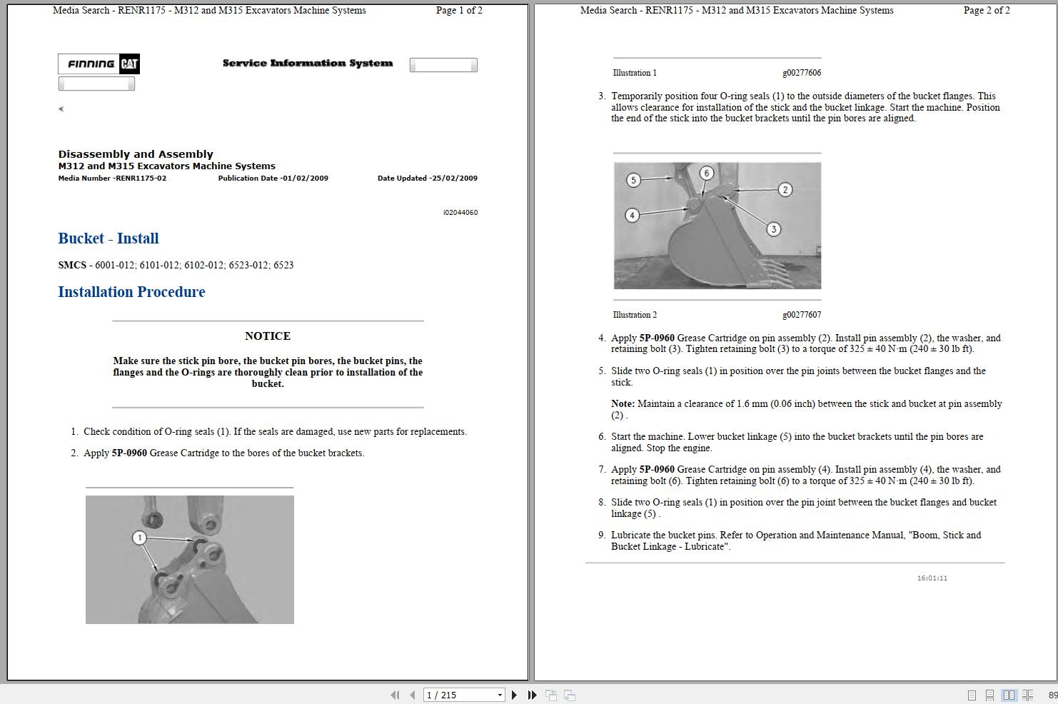 CAT Excavator M312 6TL Operation Service Manual and Schematics 1