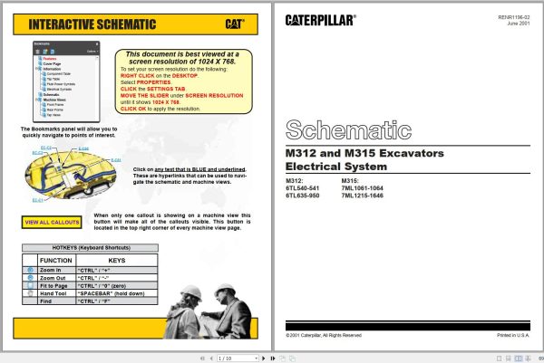 CAT Excavator M312 6TL Operation Service Manual and Schematics 3