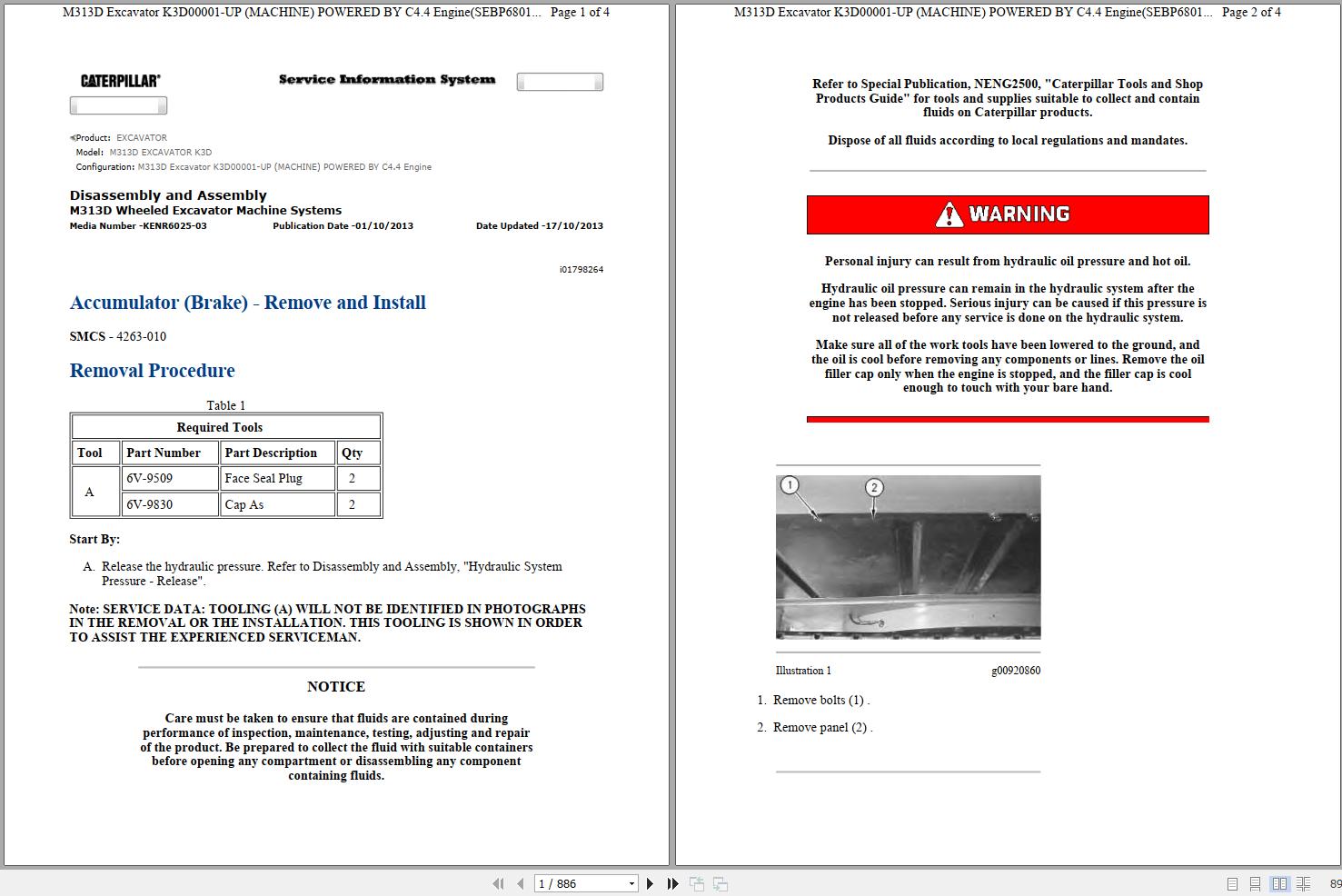 CAT Excavator M313D K3D Operation Service Manual and Schematics 1