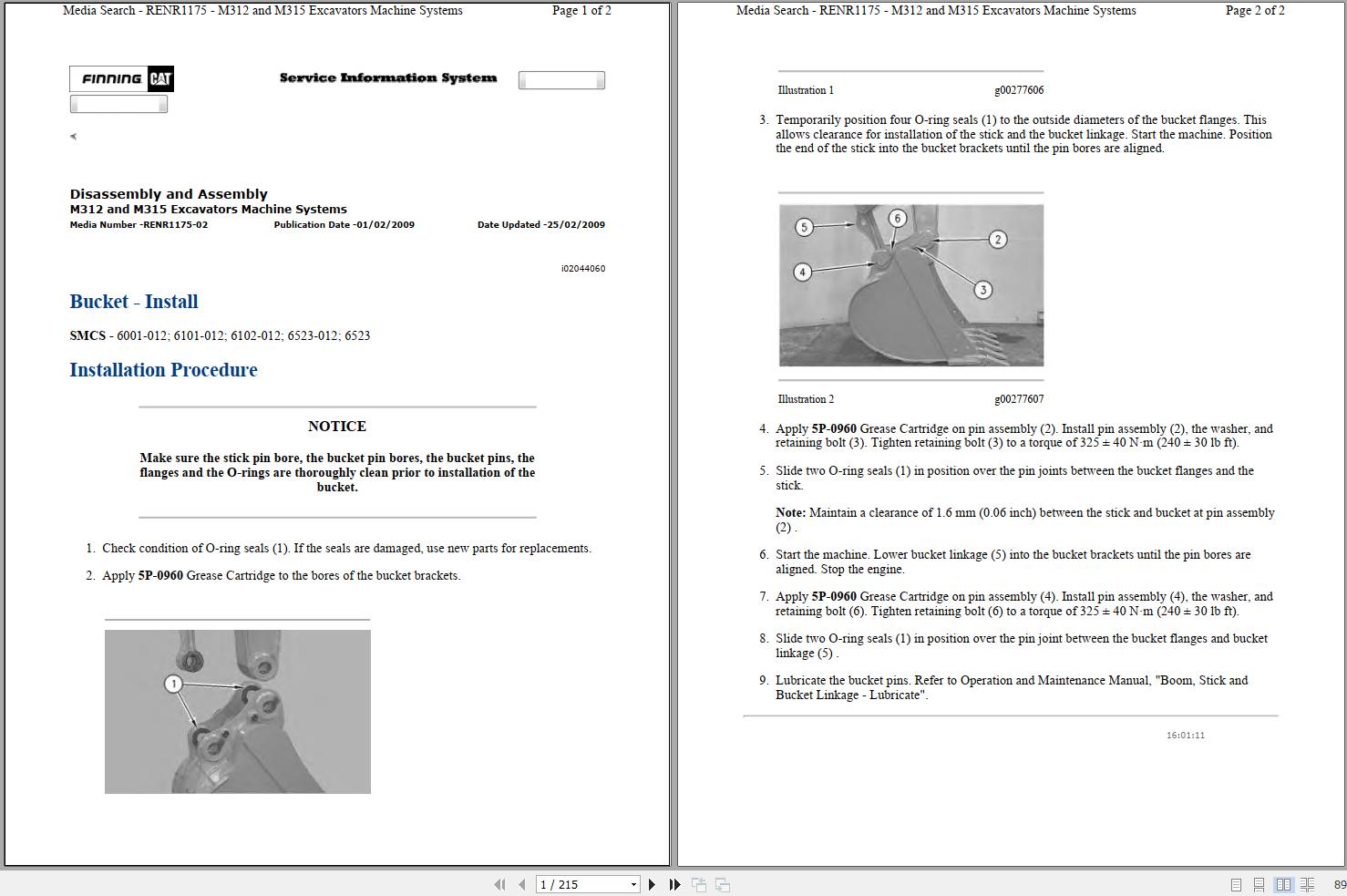 CAT Excavator M315 7ML Operation Service Manual and Schematics 1