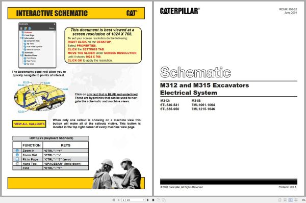 CAT Excavator M315 7ML Operation Service Manual and Schematics 3