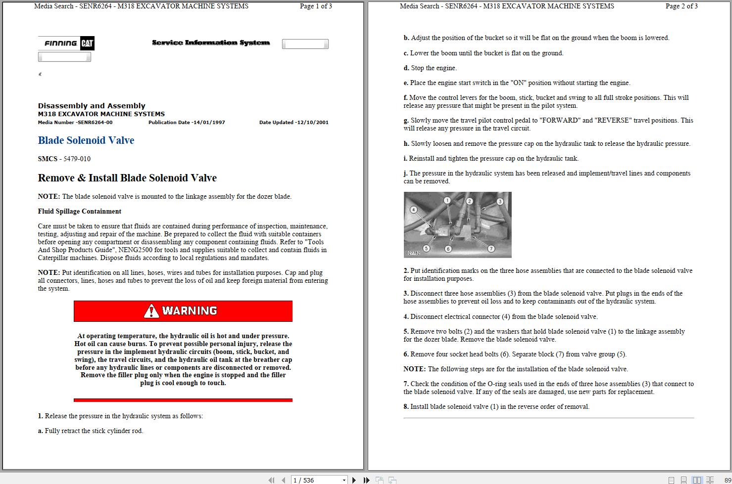 CAT Excavator M318 8AL Operation Service Manual and Schematics 1