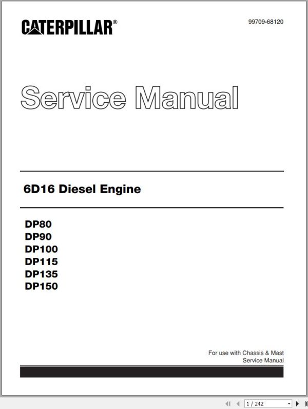 CAT Forklift DP100 DP115 DP135 DP150 Service Manual 99799 80110 2