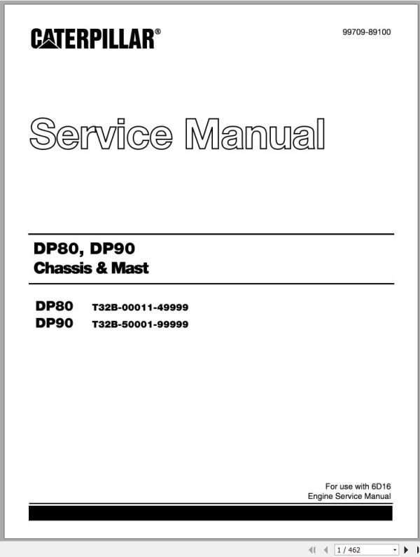 CAT Forklift DP80 DP90 Service Manual and Electrical Diagram 99709 89100 1