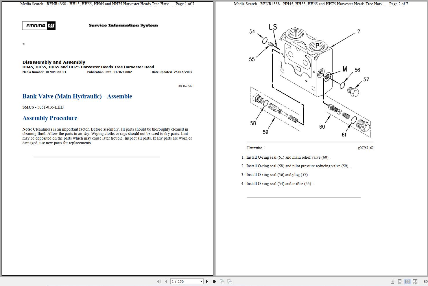 CAT Harvester Head HH55 CFS Operators Service Manual and Schematics 1