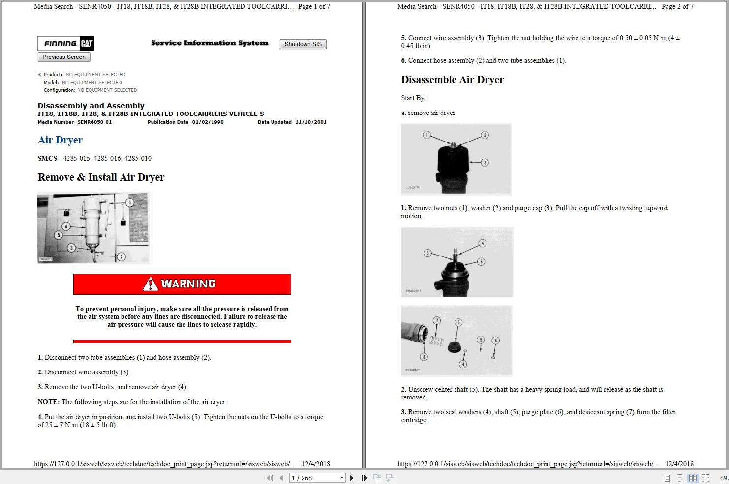 CAT Integrated Tool Carrier IT28B 1HF Operators Service Manual and Schematics 1