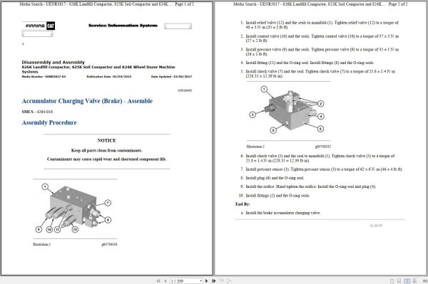 CAT Landfill Compactor 826K 232 Operators Service Manual and Schematics 1