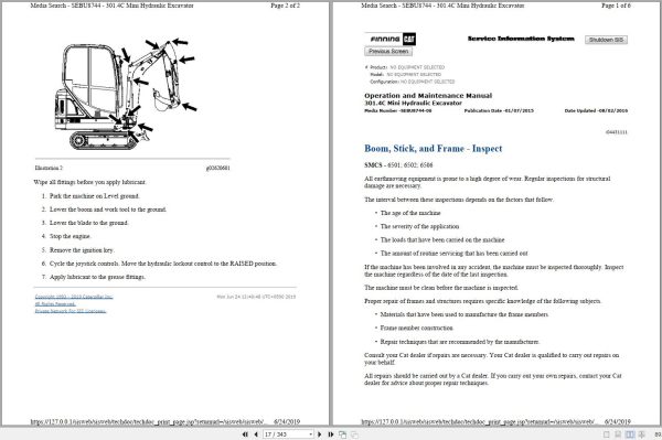 CAT Mini Hydraulic Excavator 301.4C LJK Operators Service Manual and Schematics 2