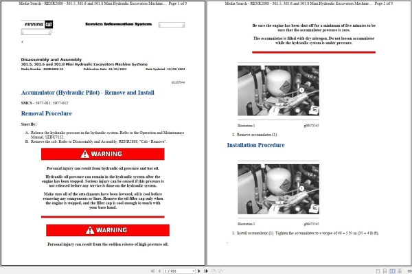 CAT Mini Hydraulic Excavator 301.5 3YW Operators Service Manual and Schematics 1