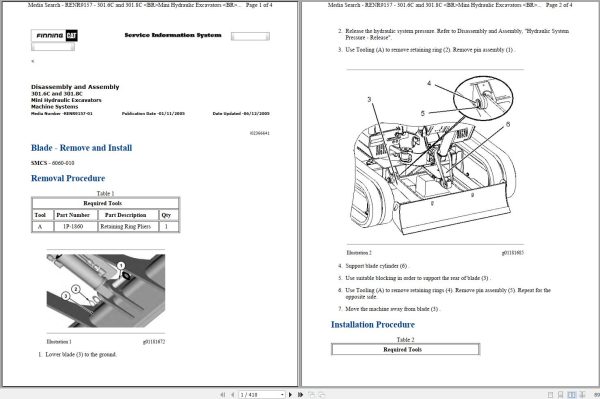CAT Mini Hydraulic Excavator 301.6C JBB Operators Service Manual and Schematics 1
