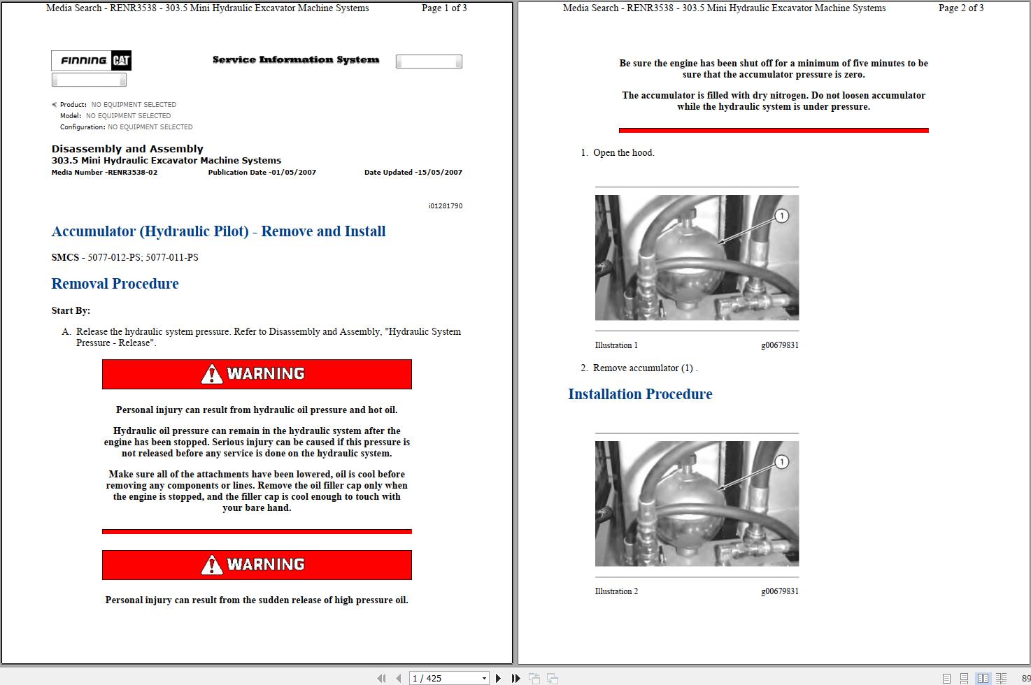 CAT Mini Hydraulic Excavator 303.5 DCH Operators Service Manual and Schematics 1