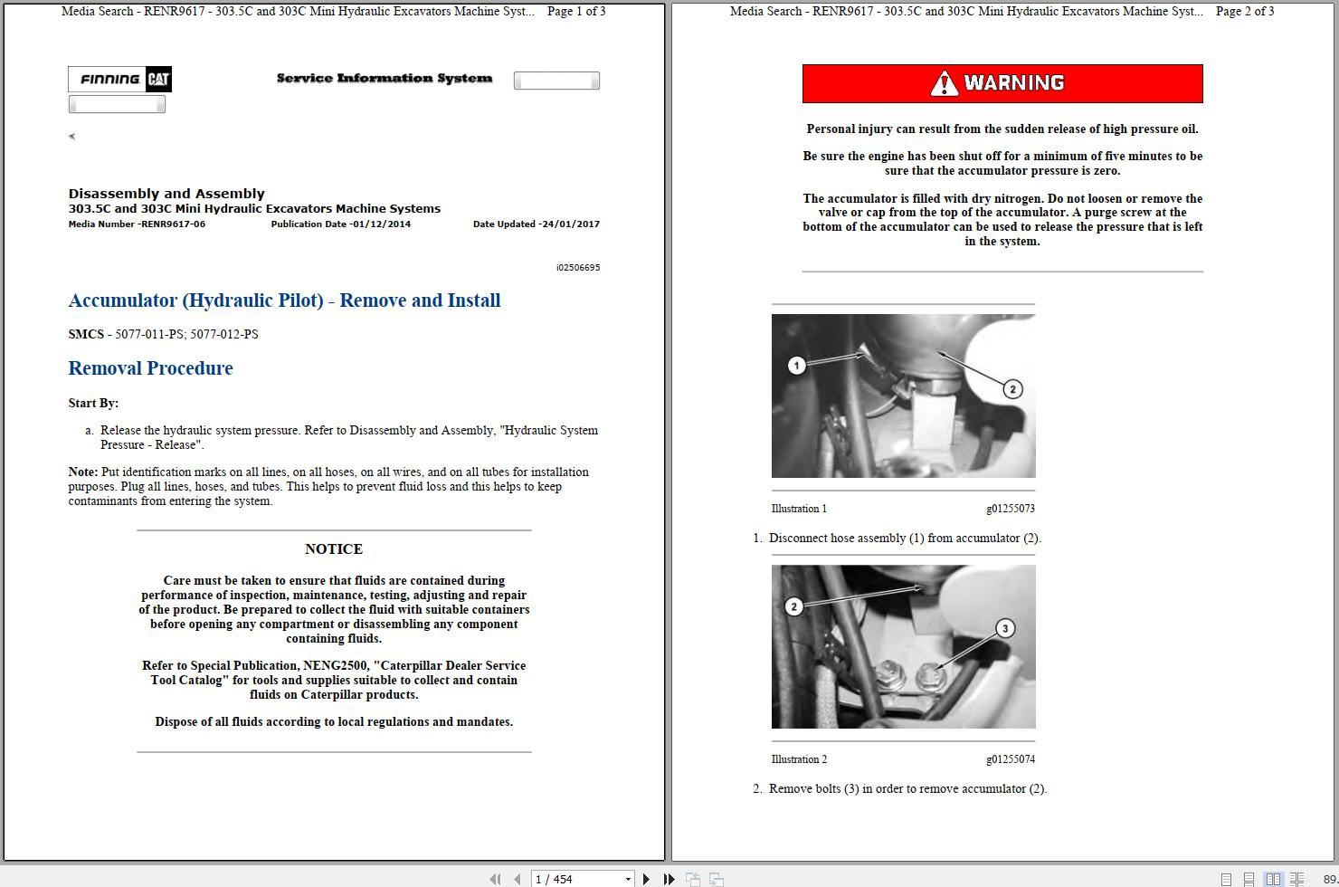CAT Mini Hydraulic Excavator 303.5C DMY Operators Service Manual and Schematics 1