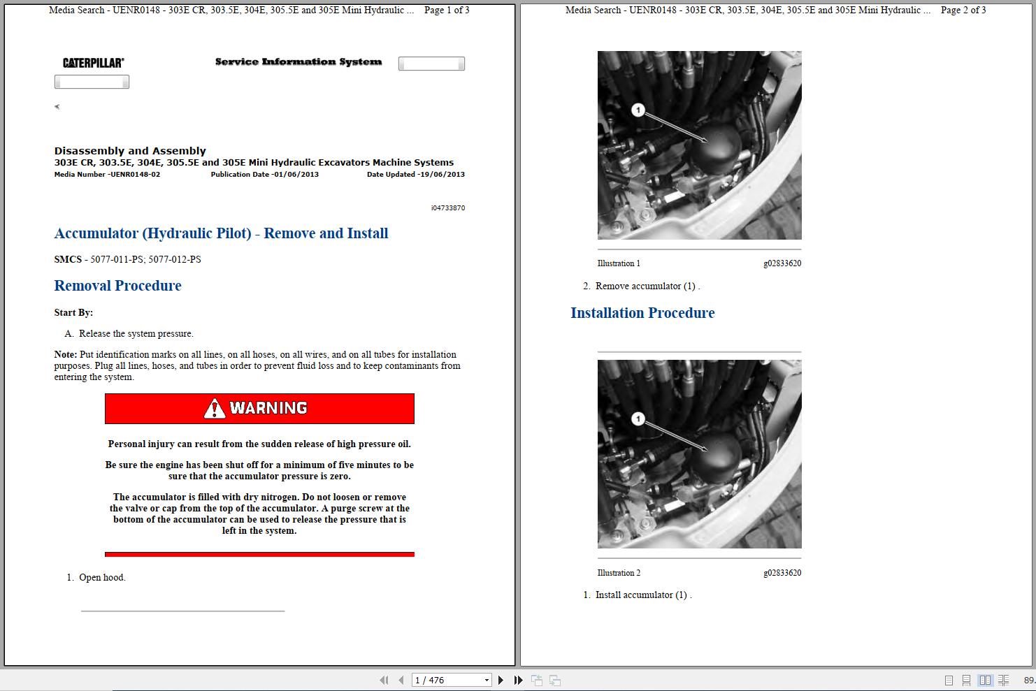 CAT Mini Hydraulic Excavator 303E CR SMG Operators Service Manual and Schematics 1