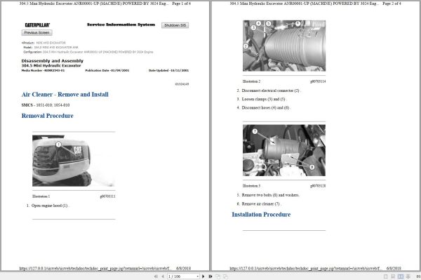 CAT Mini Hydraulic Excavator 304.5 ANR Operators Service Manual and Schematics 1