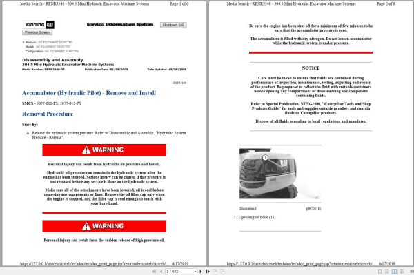 CAT Mini Hydraulic Excavator 304.5 WAK Operators Service Manual and Schematics 1