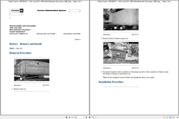 CAT Mini Hydraulic Excavator 304C CR FPK Operators Service Manual and Schematics 2