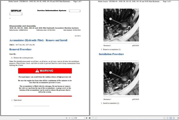 CAT Mini Hydraulic Excavator 304E TSR Operators Service Manual and Schematics 1