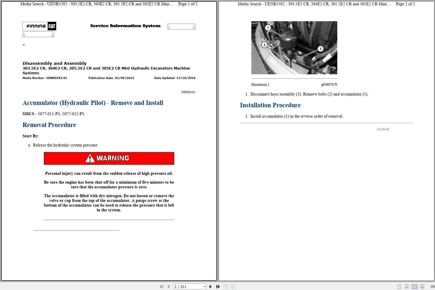 CAT Mini Hydraulic Excavator 304E2 CR CJ2 Operators Service Manual and Schematics 1