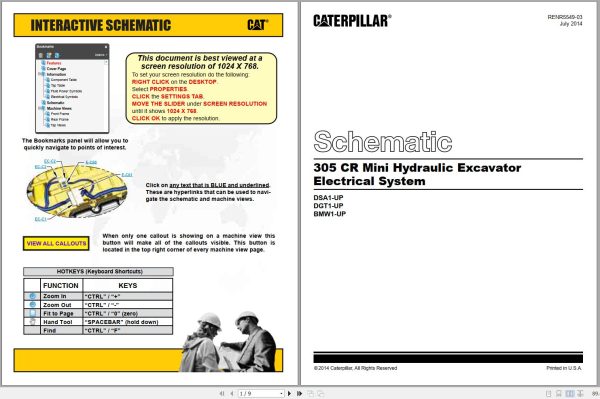 CAT Mini Hydraulic Excavator 305 CR DGT Operators Service Manual and Schematics 3