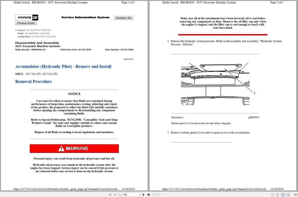 CAT Mini Hydraulic Excavator 307C BCM BNE Operators Service Manual and Schematics 1